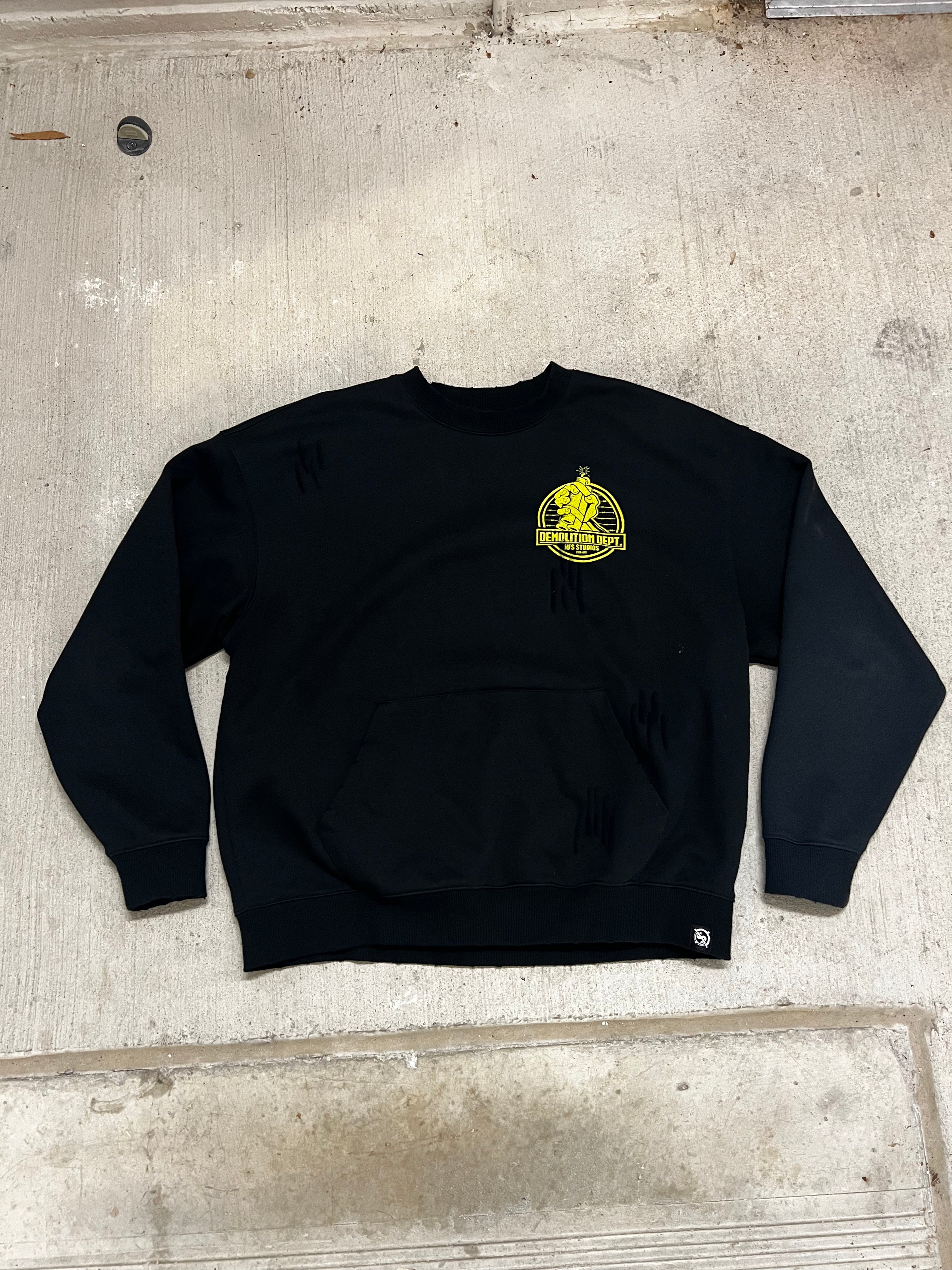 “DEMOLITION DEPT” DISTRESSED CREWNECK