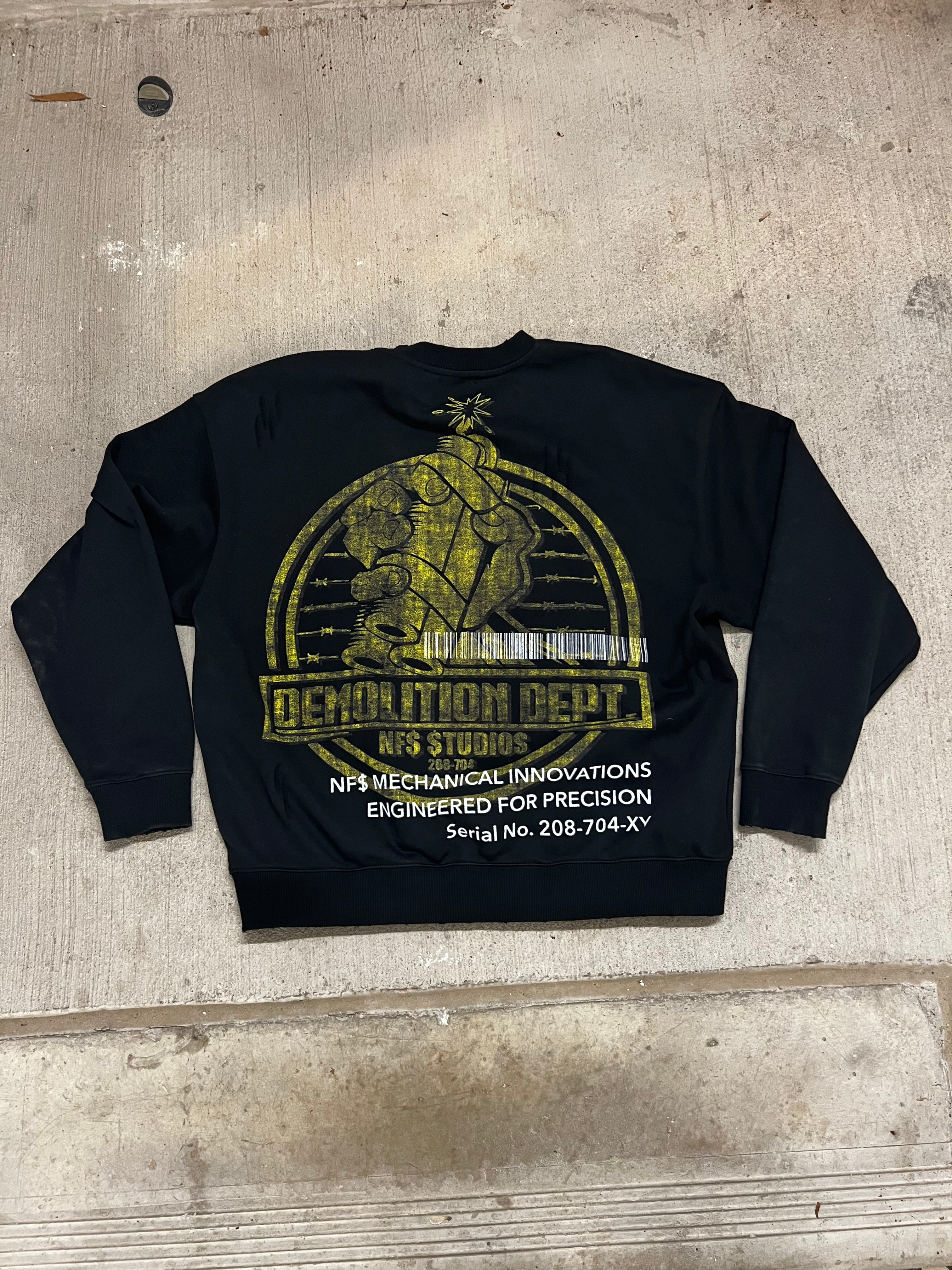 “DEMOLITION DEPT” DISTRESSED CREWNECK